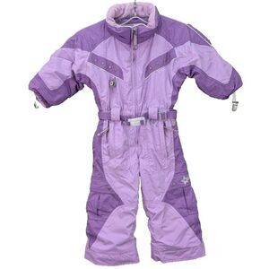 Obermeyer Stargazer Ski Suit Kids Size 3 Purple Snowsuit Belted Insulated Winter